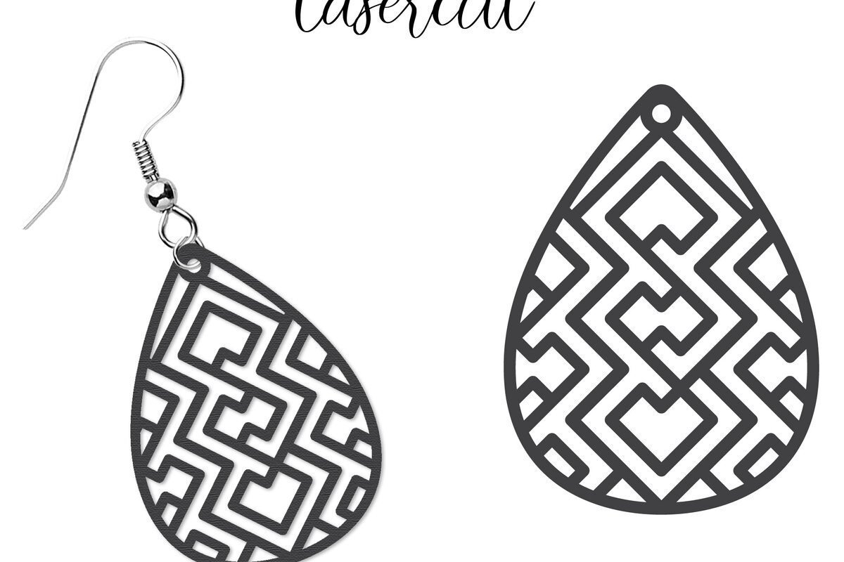 Σετ των 3 Intra απο ξύλο plywood 3mm-4mm πάχος - Σκουλαρίκι LaserCut -  Lasercut Δίασταση 3x3 cm INTRAFABR-117435415