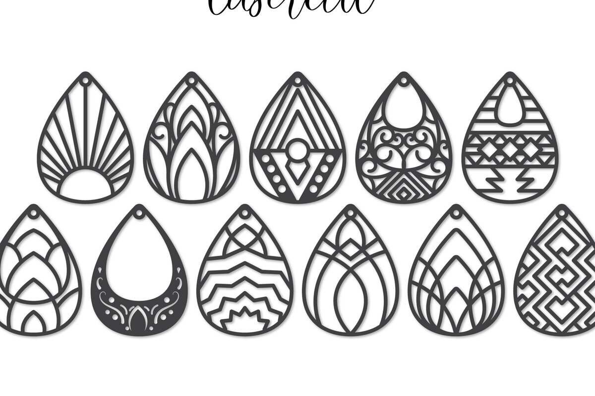 Σετ των 3 Intra απο ξύλο plywood 3mm-4mm πάχος - Σκουλαρίκι LaserCut -  Lasercut Δίασταση 3x3 cm INTRAFABR-117435585