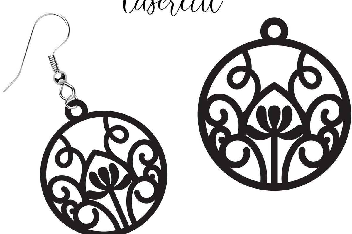 Σετ των 3 Intra απο ξύλο plywood 3mm-4mm πάχος - Σκουλαρίκι LaserCut -  Lasercut Δίασταση 3x3 cm INTRAFABR-116548492