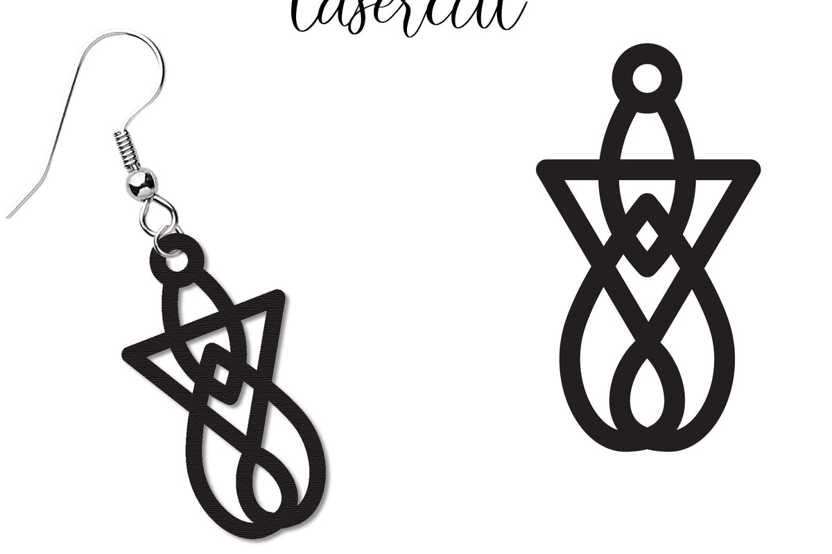 Σετ των 3 Intra απο ξύλο plywood 3mm-4mm πάχος - Σκουλαρίκι LaserCut -  Lasercut Δίασταση 3x3 cm INTRAFABR-117495394