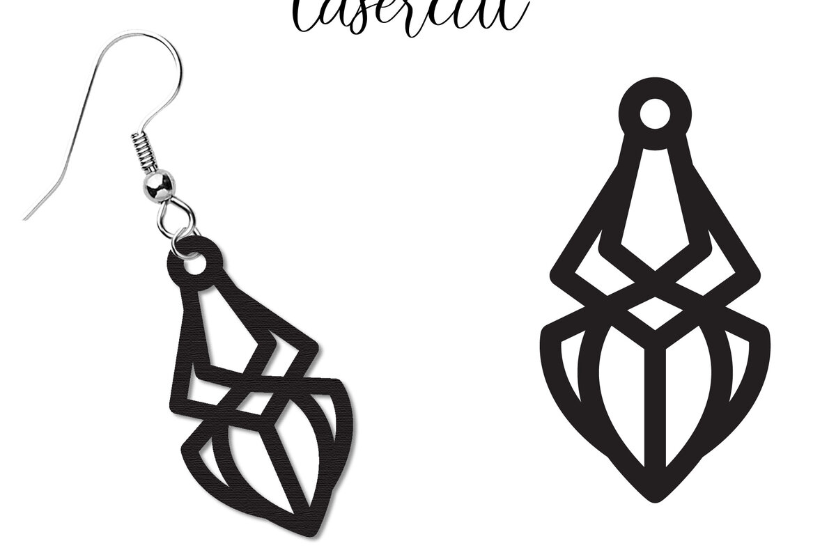 Σετ των 3 Intra απο ξύλο plywood 3mm-4mm πάχος - Σκουλαρίκι LaserCut -  Lasercut Δίασταση 3x3 cm INTRAFABR-117495411