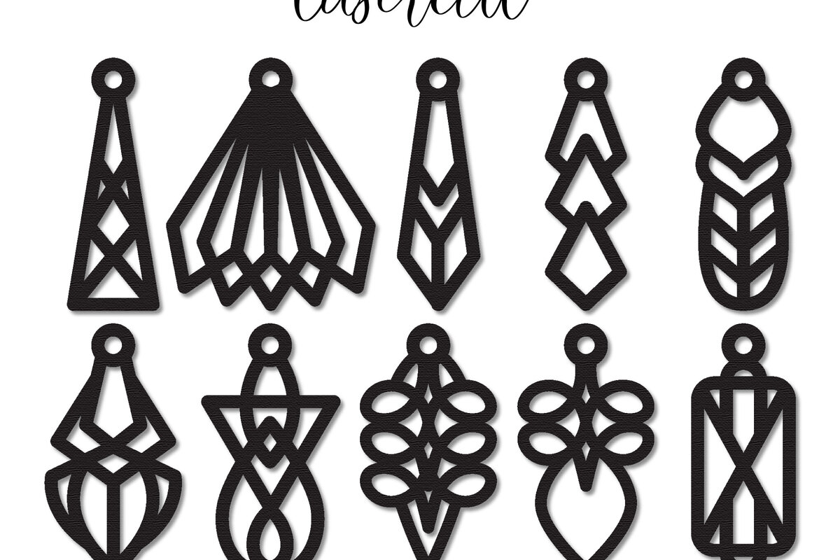 Σετ των 3 Intra απο ξύλο plywood 3mm-4mm πάχος - Σκουλαρίκι LaserCut -  Lasercut Δίασταση 3x3 cm INTRAFABR-117495541