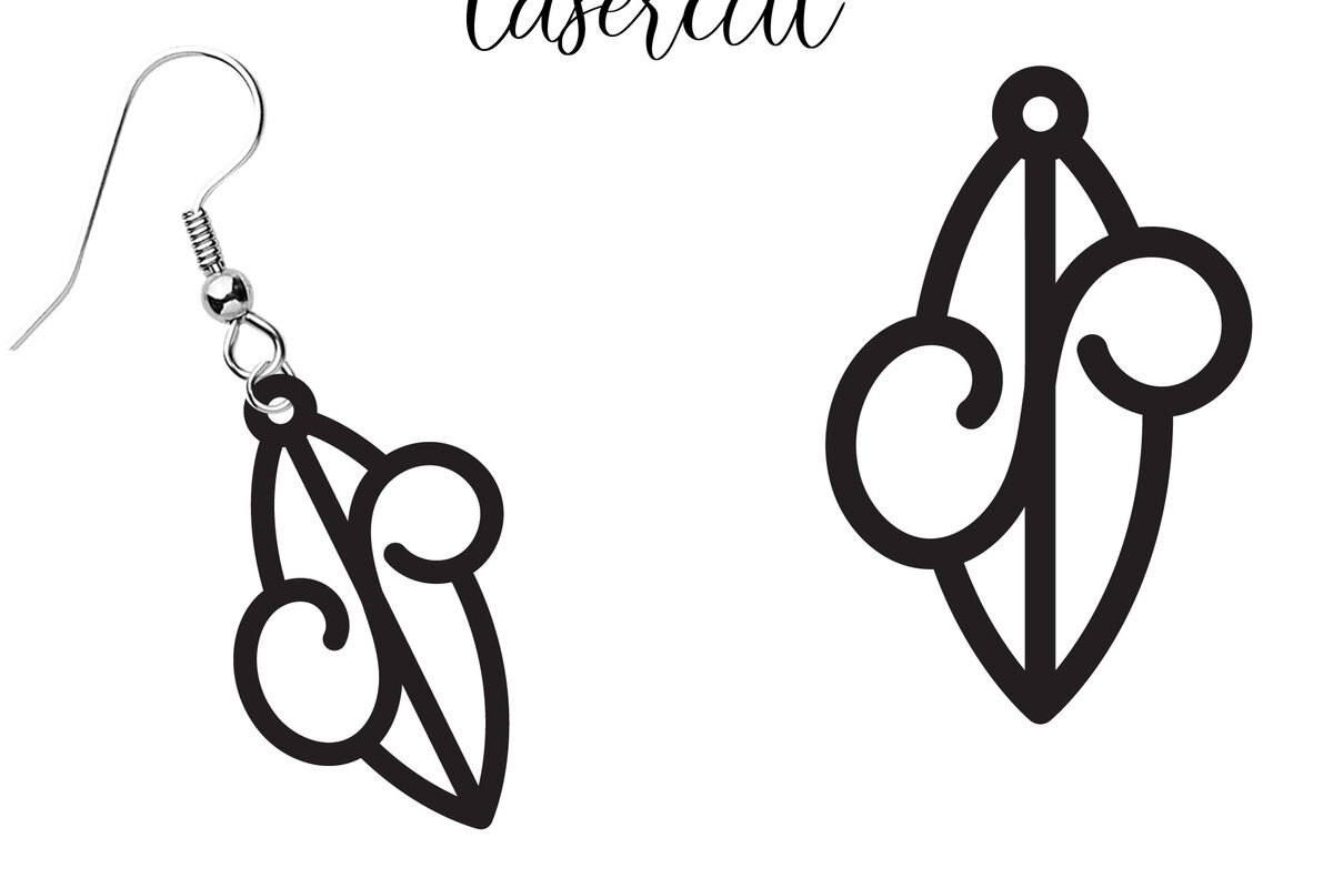 Σετ των 3 Intra απο ξύλο plywood 3mm-4mm πάχος - Σκουλαρίκι LaserCut -  Lasercut Δίασταση 3x3 cm INTRAFABR-117603021