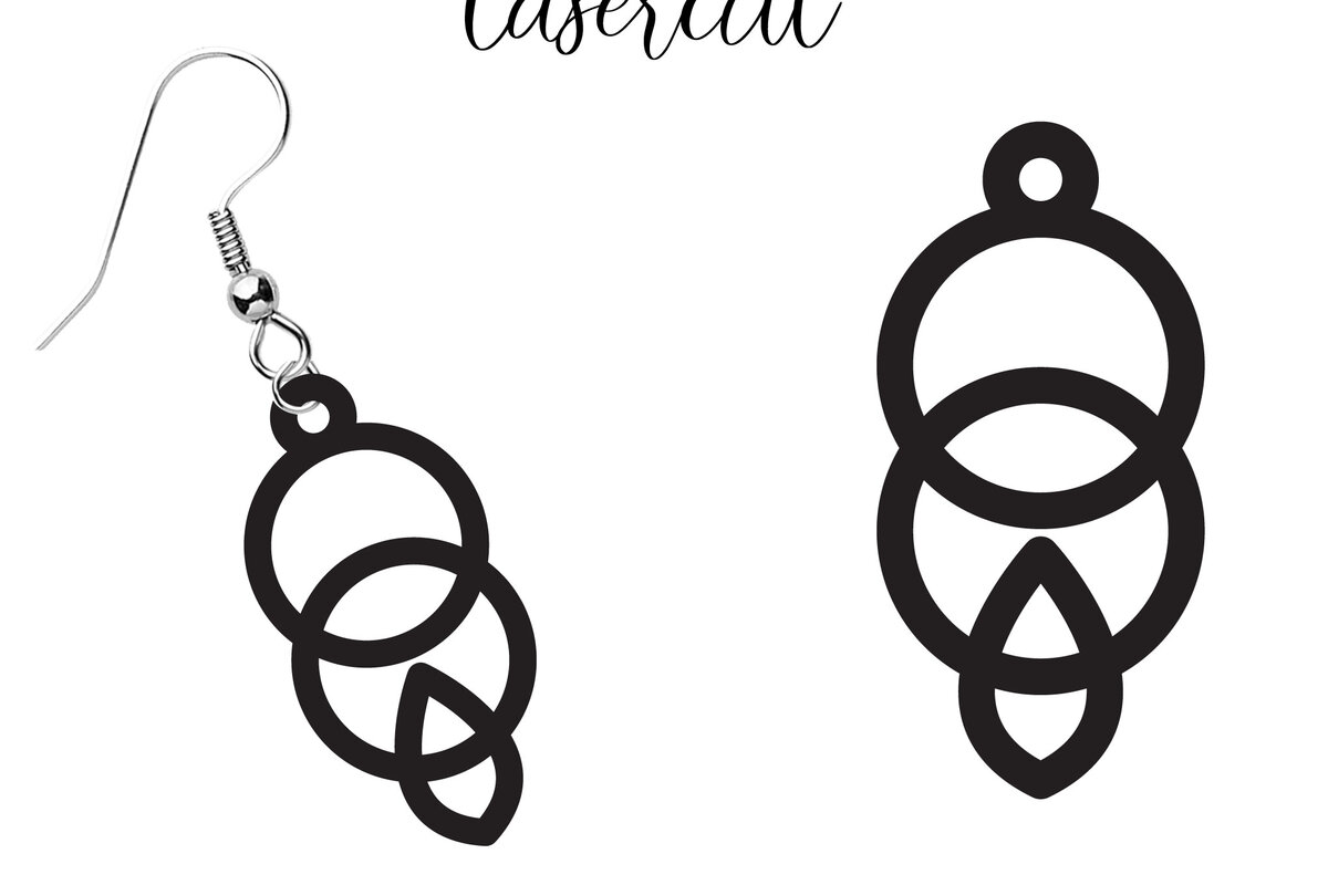 Σετ των 3 Intra απο ξύλο plywood 3mm-4mm πάχος - Σκουλαρίκι LaserCut -  LaserCut Δίασταση 3x3 cm INTRAFABR-117977591