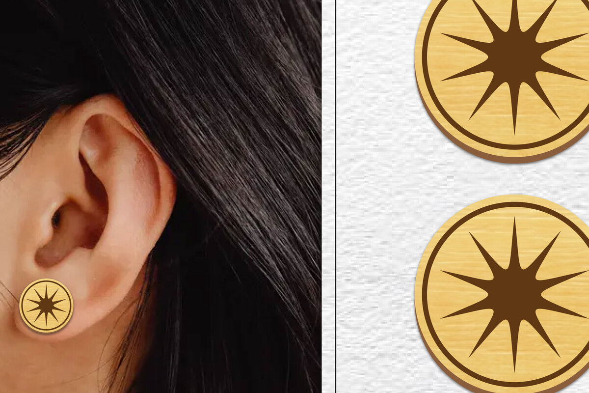 Σετ των 3 Intra απο ξύλο plywood 3mm-4mm πάχος - Σκουλαρίκια μαγνήτης κοπής λέιζερ | Καρφιά Δίασταση 3x3 cm INTRAFABR-101639597