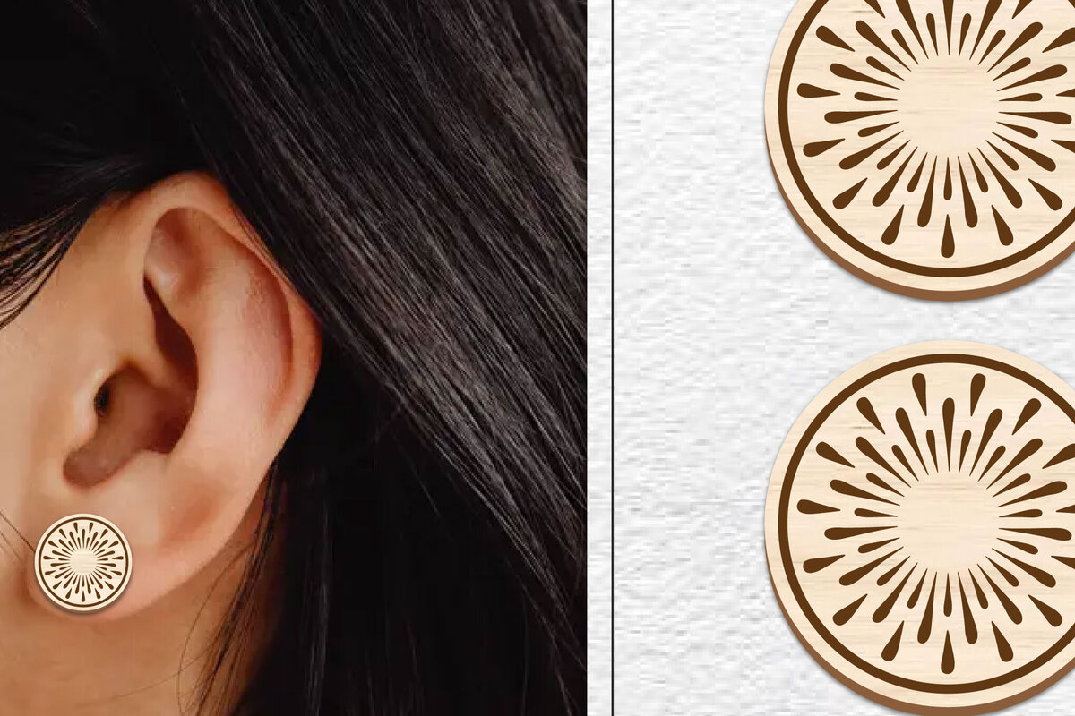 Σετ των 3 Intra απο ξύλο plywood 3mm-4mm πάχος - Σκουλαρίκια μαγνήτης κοπής λέιζερ | Καρφιά Δίασταση 3x3 cm INTRAFABR-101558251