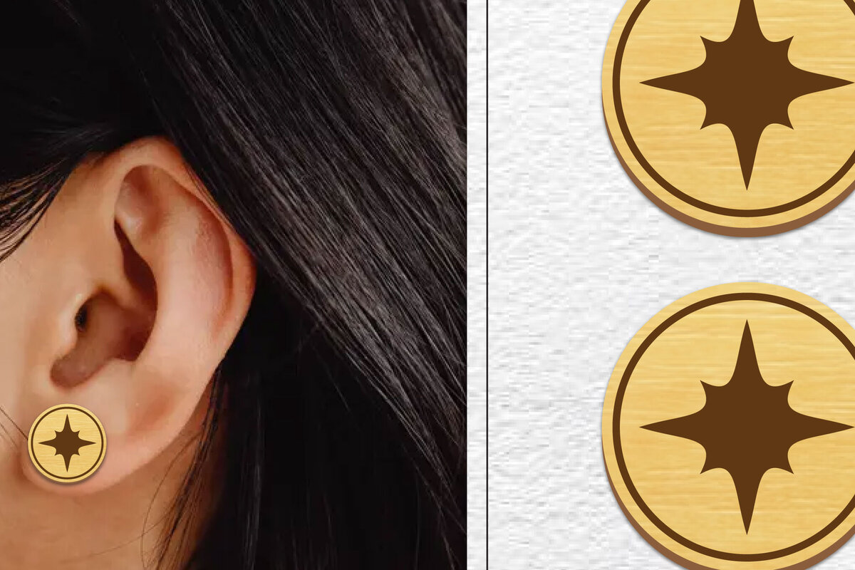 Σετ των 3 Intra απο ξύλο plywood 3mm-4mm πάχος - Σκουλαρίκια μαγνήτης κοπής λέιζερ | Καρφιά Δίασταση 3x3 cm INTRAFABR-101639880