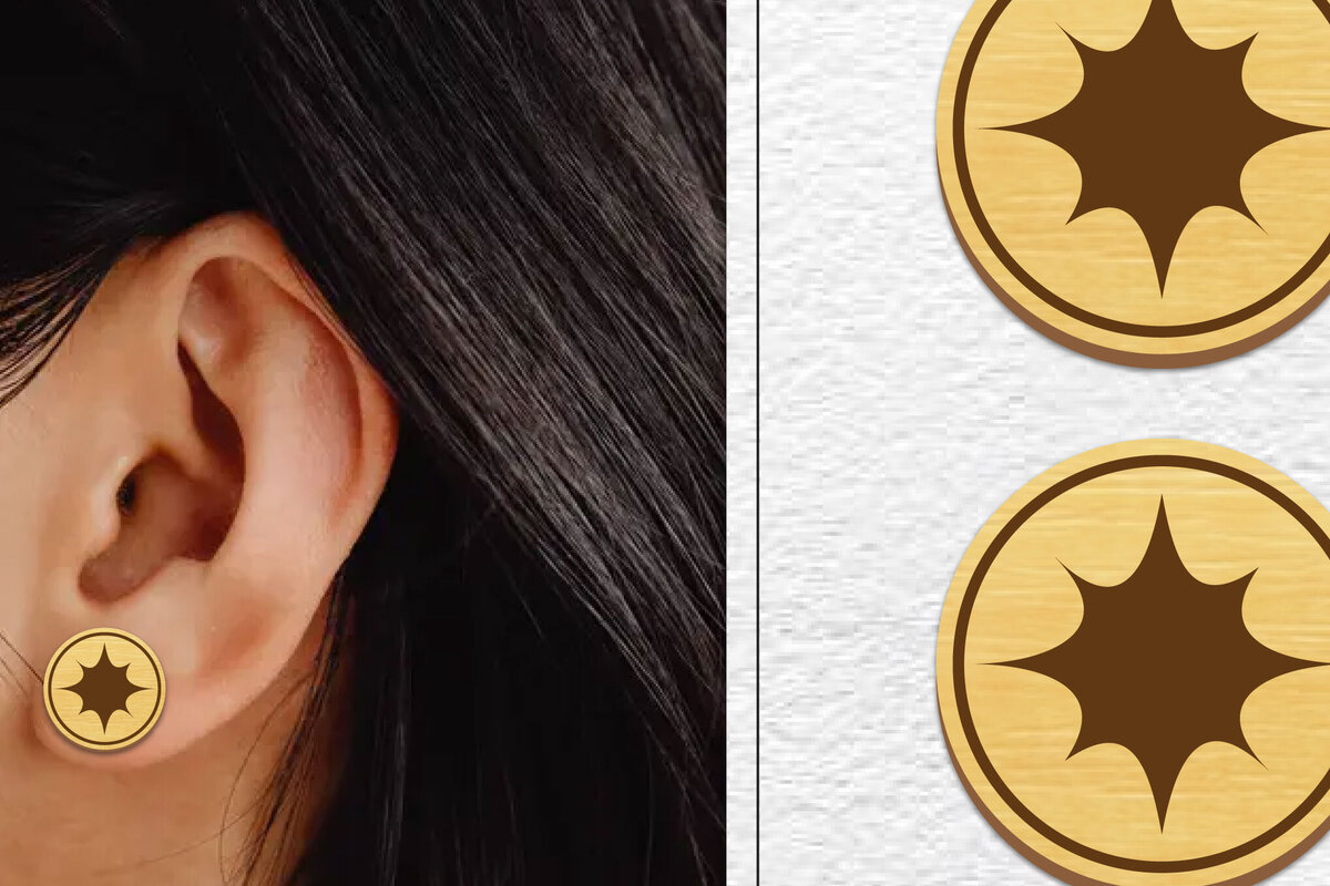 Σετ των 3 Intra απο ξύλο plywood 3mm-4mm πάχος - Σκουλαρίκια μαγνήτης κοπής λέιζερ | Καρφιά Δίασταση 3x3 cm INTRAFABR-101639953