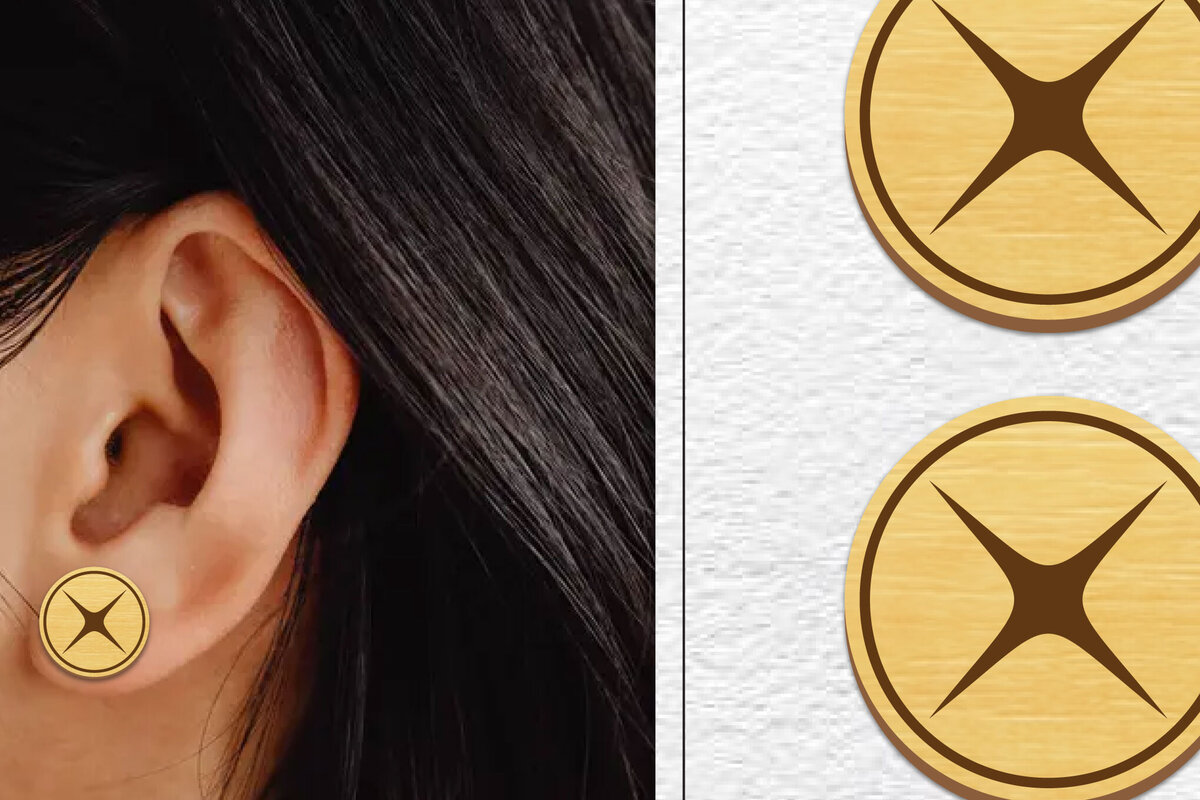 Σετ των 3 Intra απο ξύλο plywood 3mm-4mm πάχος - Σκουλαρίκια μαγνήτης κοπής λέιζερ | Καρφιά Δίασταση 3x3 cm INTRAFABR-101640126