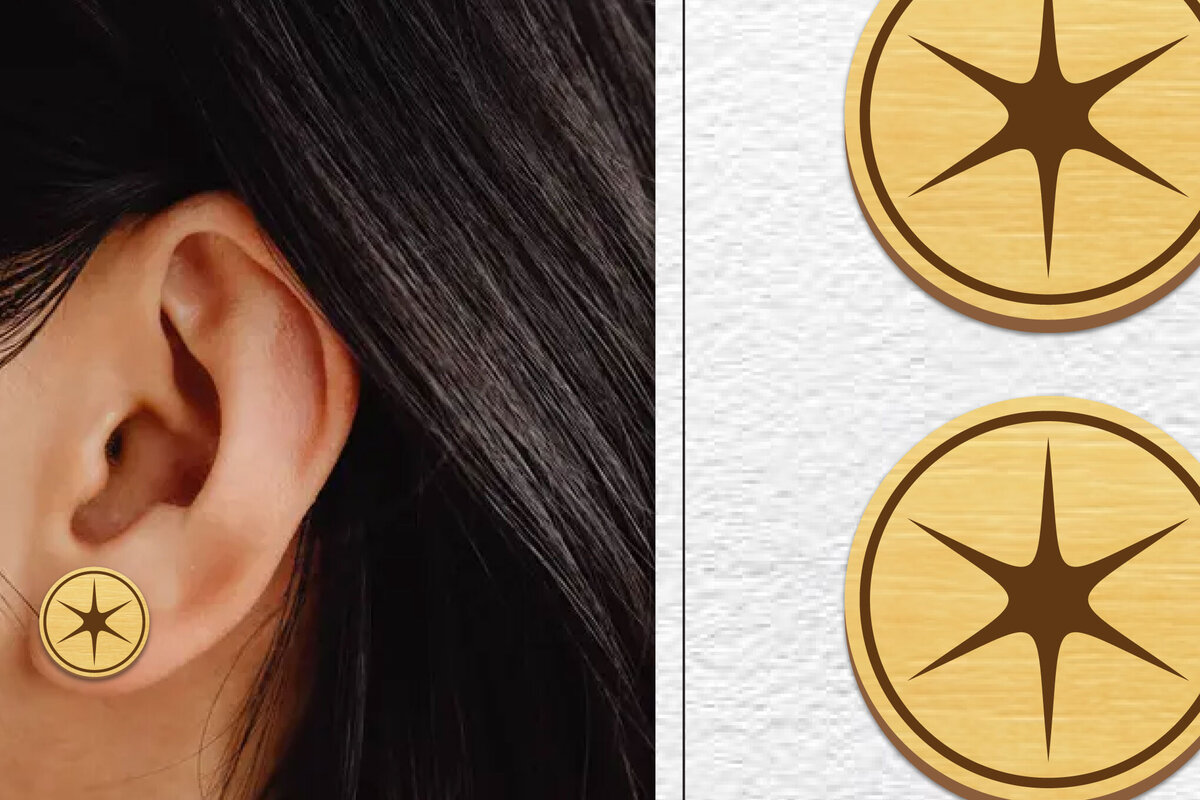 Σετ των 3 Intra απο ξύλο plywood 3mm-4mm πάχος - Σκουλαρίκια μαγνήτης κοπής λέιζερ | Καρφιά Δίασταση 3x3 cm INTRAFABR-101640206