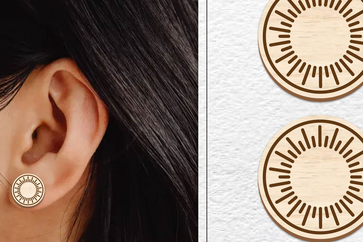 Σετ των 3 Intra απο ξύλο plywood 3mm-4mm πάχος - Σκουλαρίκια μαγνήτης κοπής λέιζερ | Καρφιά Δίασταση 3x3 cm INTRAFABR-101558293