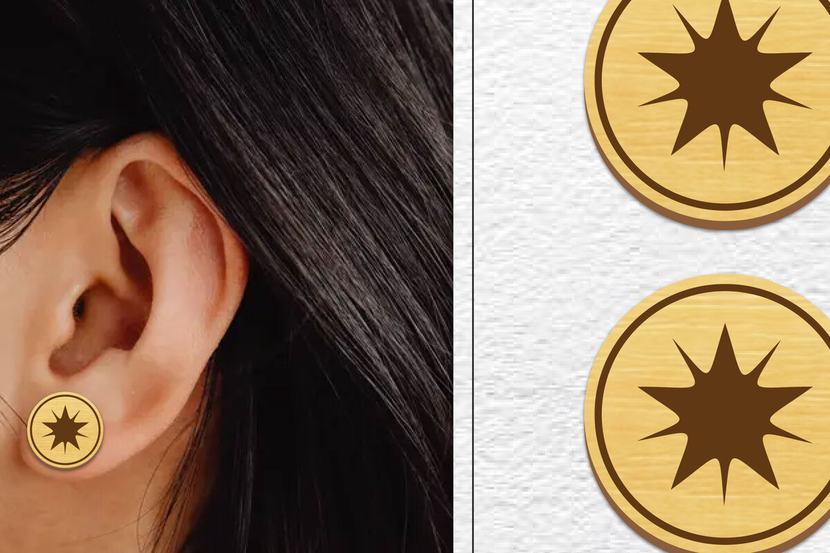 Σετ των 3 Intra απο ξύλο plywood 3mm-4mm πάχος - Σκουλαρίκια μαγνήτης κοπής λέιζερ | Καρφιά Δίασταση 3x3 cm INTRAFABR-101640397