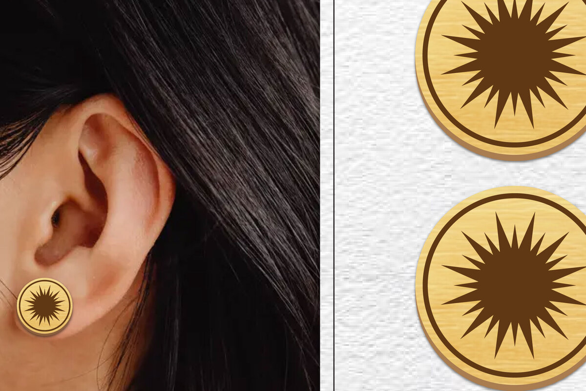 Σετ των 3 Intra απο ξύλο plywood 3mm-4mm πάχος - Σκουλαρίκια μαγνήτης κοπής λέιζερ | Καρφιά Δίασταση 3x3 cm INTRAFABR-101672463