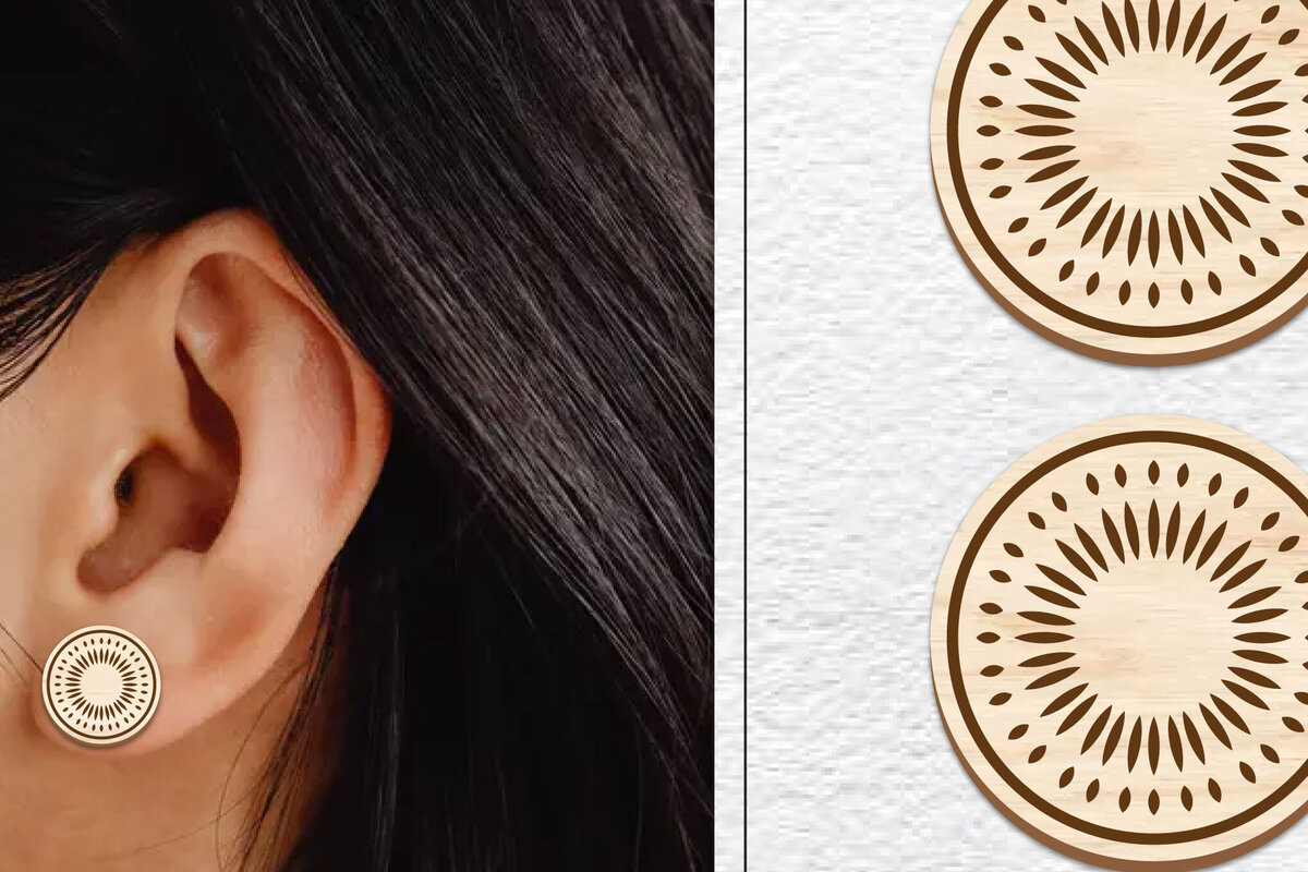 Σετ των 3 Intra απο ξύλο plywood 3mm-4mm πάχος - Σκουλαρίκια μαγνήτης κοπής λέιζερ | Καρφιά Δίασταση 3x3 cm INTRAFABR-101558350