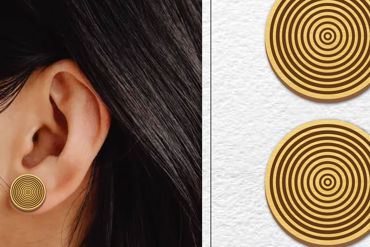 Σετ των 3 Intra απο ξύλο plywood 3mm-4mm πάχος - Σκουλαρίκια μαγνήτης κοπής με λέιζερ | Καρφιά Δίασταση 3x3 cm INTRAFABR-101274967