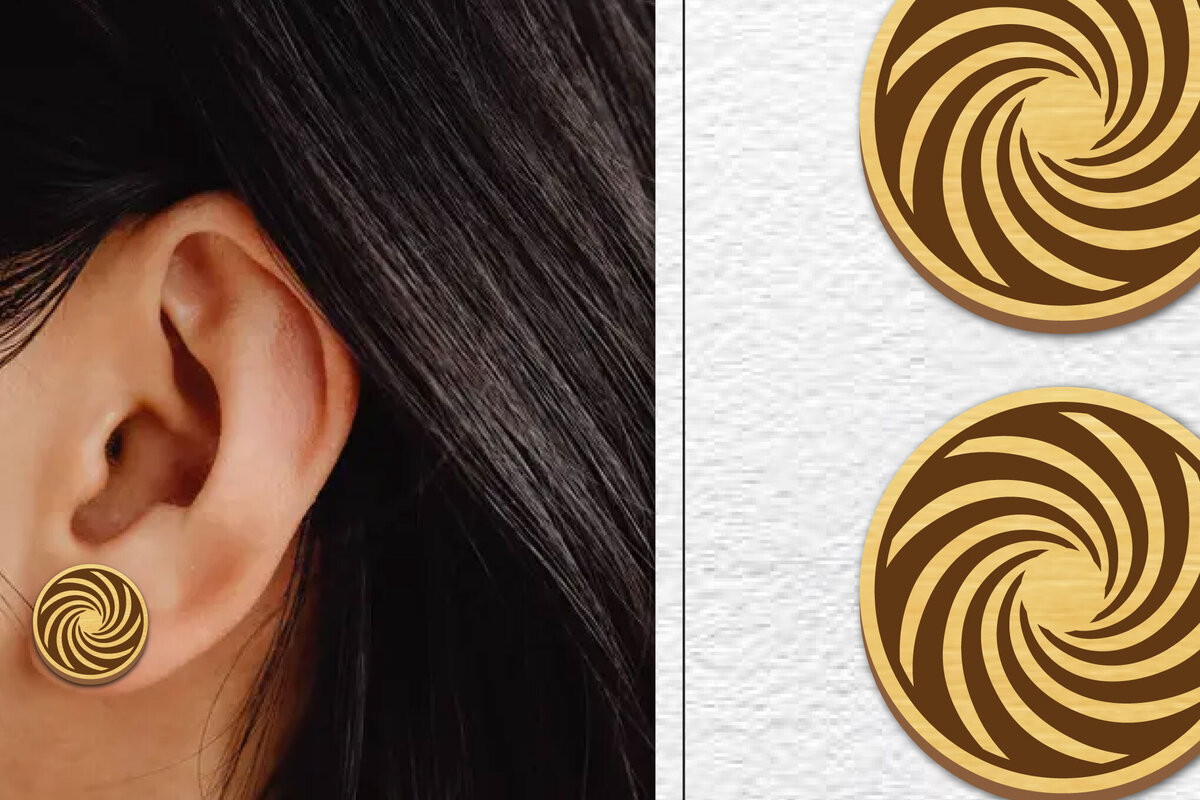 Σετ των 3 Intra απο ξύλο plywood 3mm-4mm πάχος - Σκουλαρίκια μαγνήτης κοπής με λέιζερ | Καρφιά Δίασταση 3x3 cm INTRAFABR-101276003