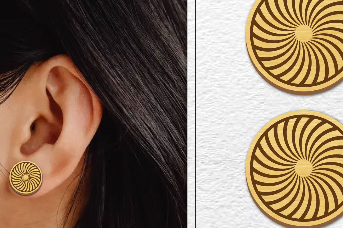 Σετ των 3 Intra απο ξύλο plywood 3mm-4mm πάχος - Σκουλαρίκια μαγνήτης κοπής με λέιζερ | Καρφιά Δίασταση 3x3 cm INTRAFABR-101276146