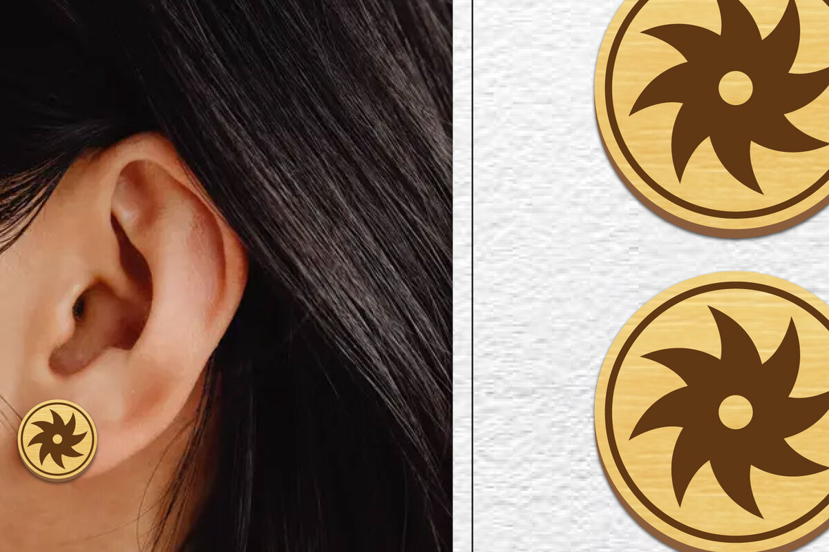 Σετ των 3 Intra απο ξύλο plywood 3mm-4mm πάχος - Σκουλαρίκια μαγνήτης κοπής με λέιζερ | Καρφιά Δίασταση 3x3 cm INTRAFABR-101453001