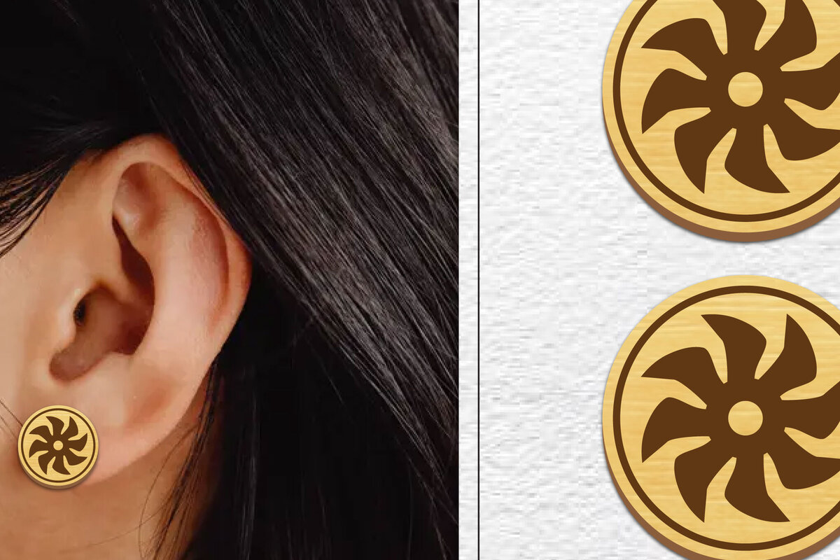 Σετ των 3 Intra απο ξύλο plywood 3mm-4mm πάχος - Σκουλαρίκια μαγνήτης κοπής με λέιζερ | Καρφιά Δίασταση 3x3 cm INTRAFABR-101453061