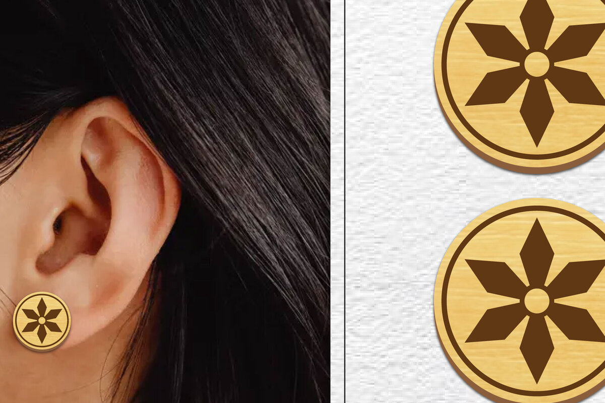 Σετ των 3 Intra απο ξύλο plywood 3mm-4mm πάχος - Σκουλαρίκια μαγνήτης κοπής με λέιζερ | Καρφιά Δίασταση 3x3 cm INTRAFABR-101453741