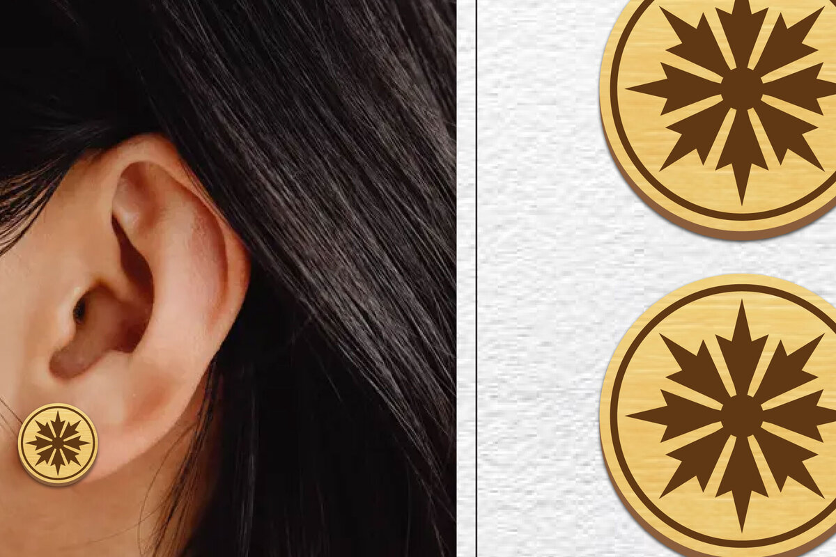 Σετ των 3 Intra απο ξύλο plywood 3mm-4mm πάχος - Σκουλαρίκια μαγνήτης κοπής με λέιζερ | Καρφιά Δίασταση 3x3 cm INTRAFABR-101453831