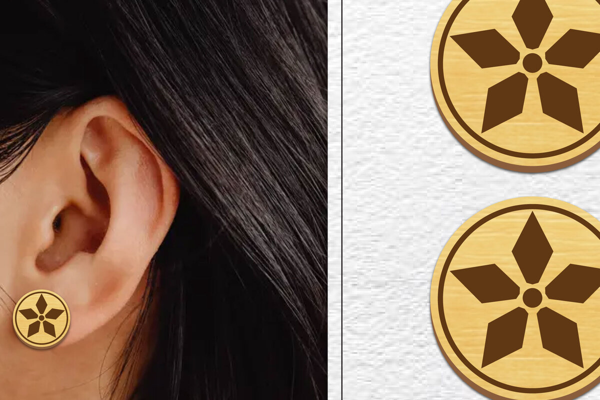 Σετ των 3 Intra απο ξύλο plywood 3mm-4mm πάχος - Σκουλαρίκια μαγνήτης κοπής με λέιζερ | Καρφιά Δίασταση 3x3 cm INTRAFABR-101453918