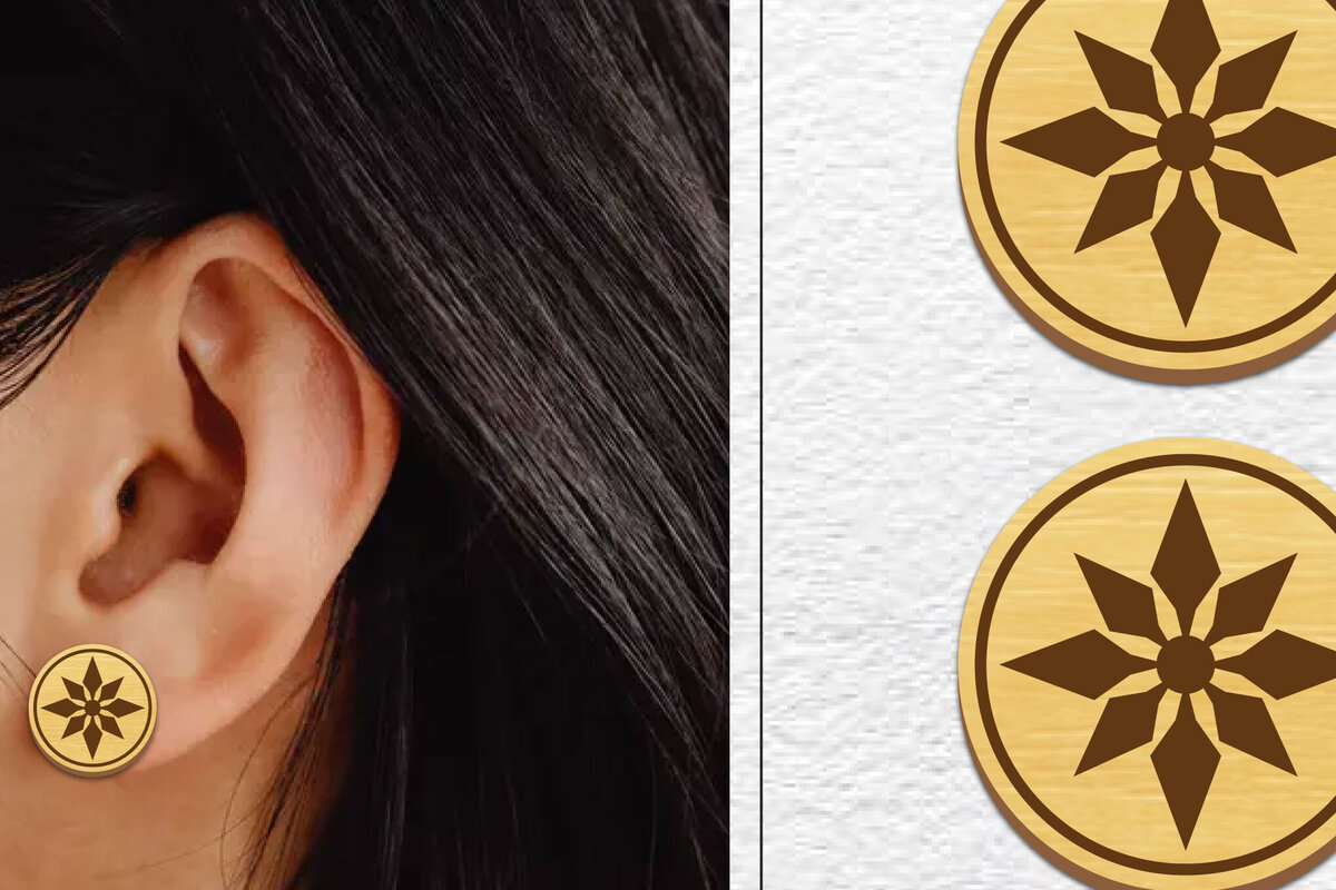 Σετ των 3 Intra απο ξύλο plywood 3mm-4mm πάχος - Σκουλαρίκια μαγνήτης κοπής με λέιζερ | Καρφιά Δίασταση 3x3 cm INTRAFABR-101453959