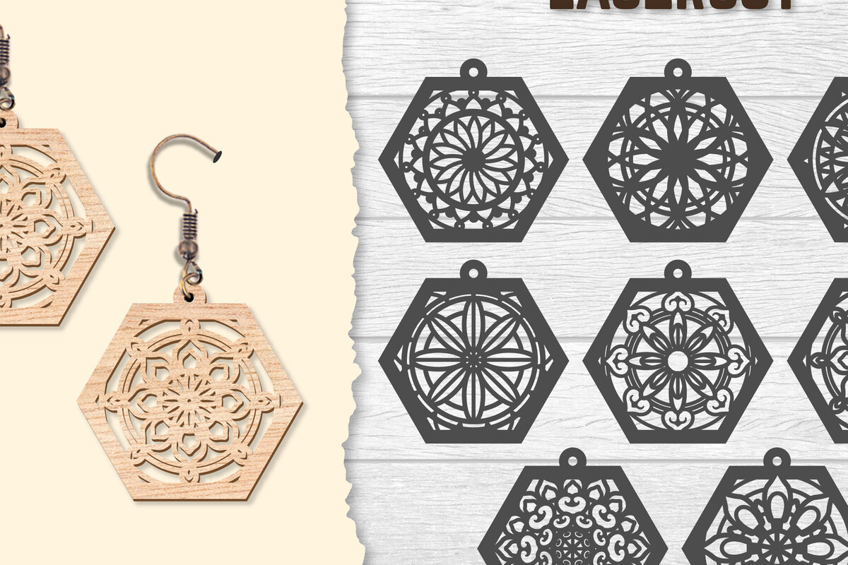 Σετ των 3 Intra απο ξύλο plywood 3mm-4mm πάχος - Σκουλαρίκια Mandala Lasercut BNDLES Δίασταση 3x3 cm INTRAFABR-120627178