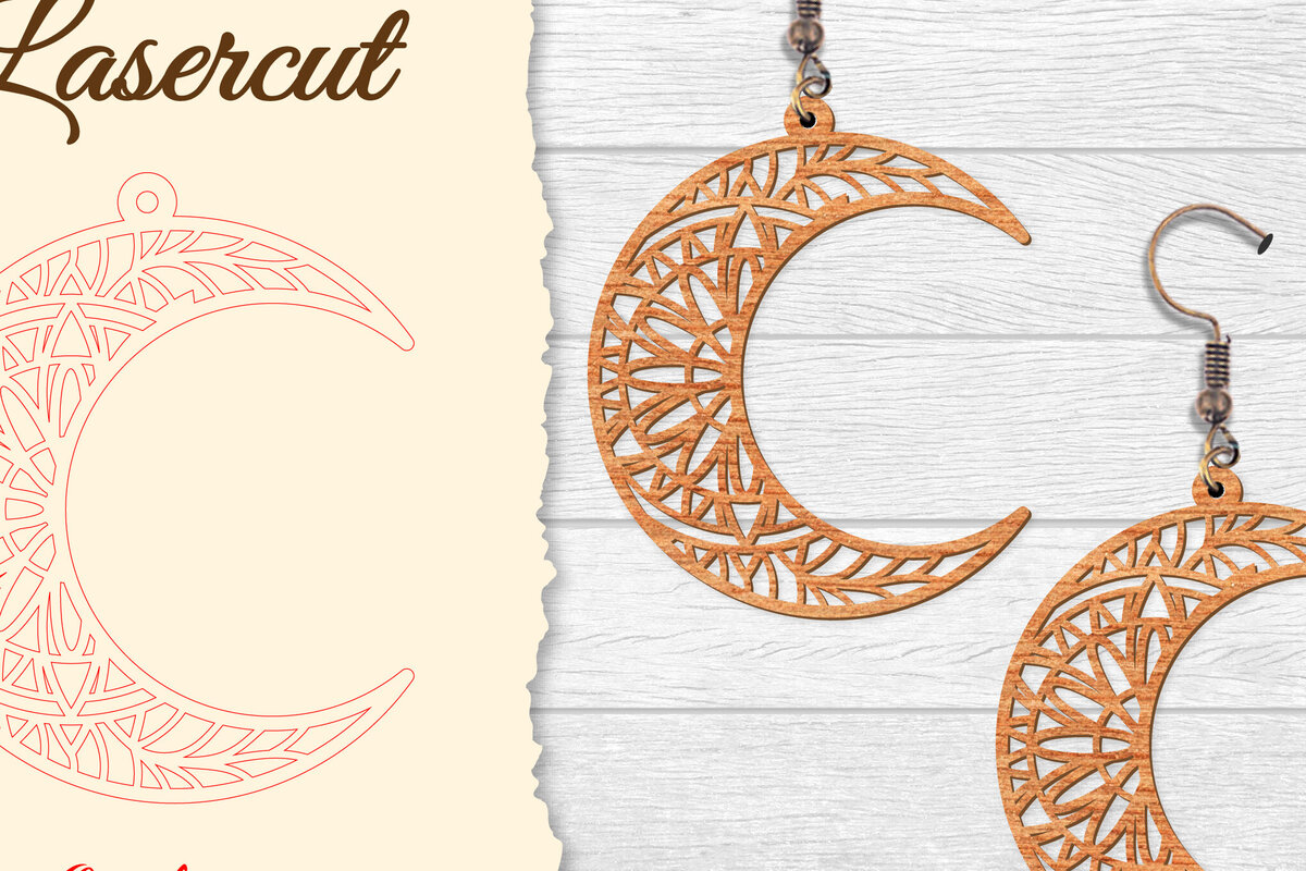 Σετ των 3 Intra απο ξύλο plywood 3mm-4mm πάχος - Σκουλαρίκι Moon Mandala Lasercut Δίασταση 3x3 cm INTRAFABR-121492723