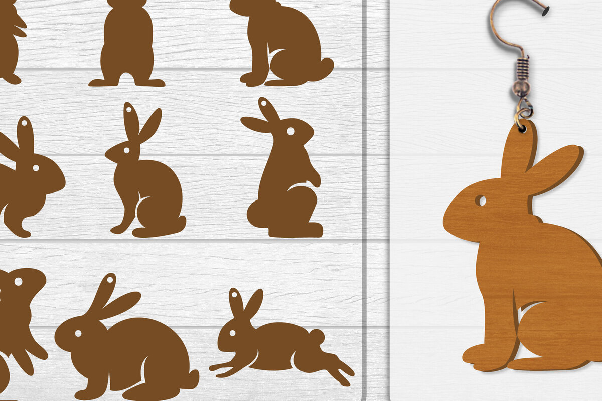 Σετ των 3 Intra απο ξύλο plywood 3mm-4mm πάχος - Σκουλαρίκι Rabbit Lasercut | Καλό Πάσχα Δίασταση 3x3 cm INTRAFABR-116735621