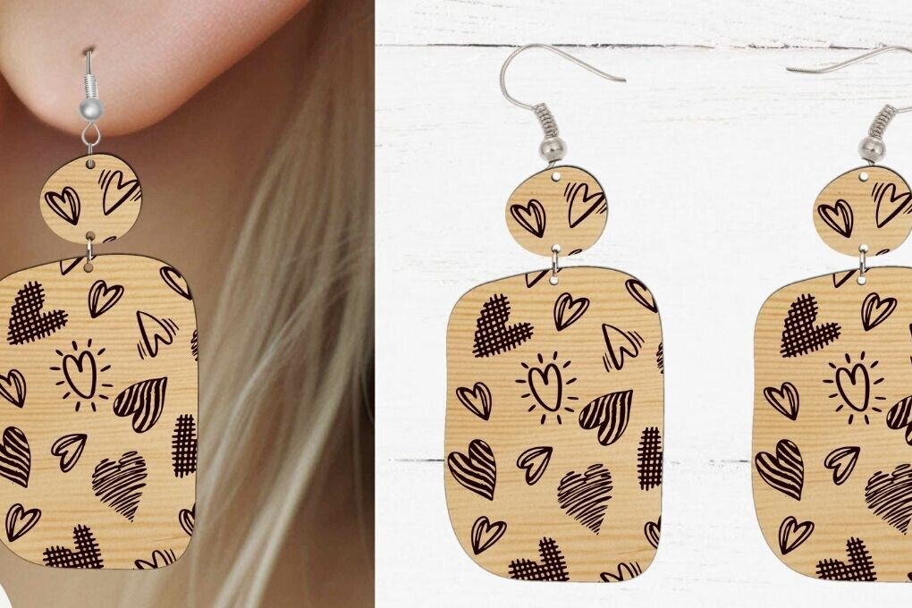 Σετ των 3 Intra απο ξύλο plywood 3mm-4mm πάχος - Σκουλαρίκι , Σκουλαρίκι Laser Cut File  Δίασταση 3x3 cm INTRAFABR-90818067