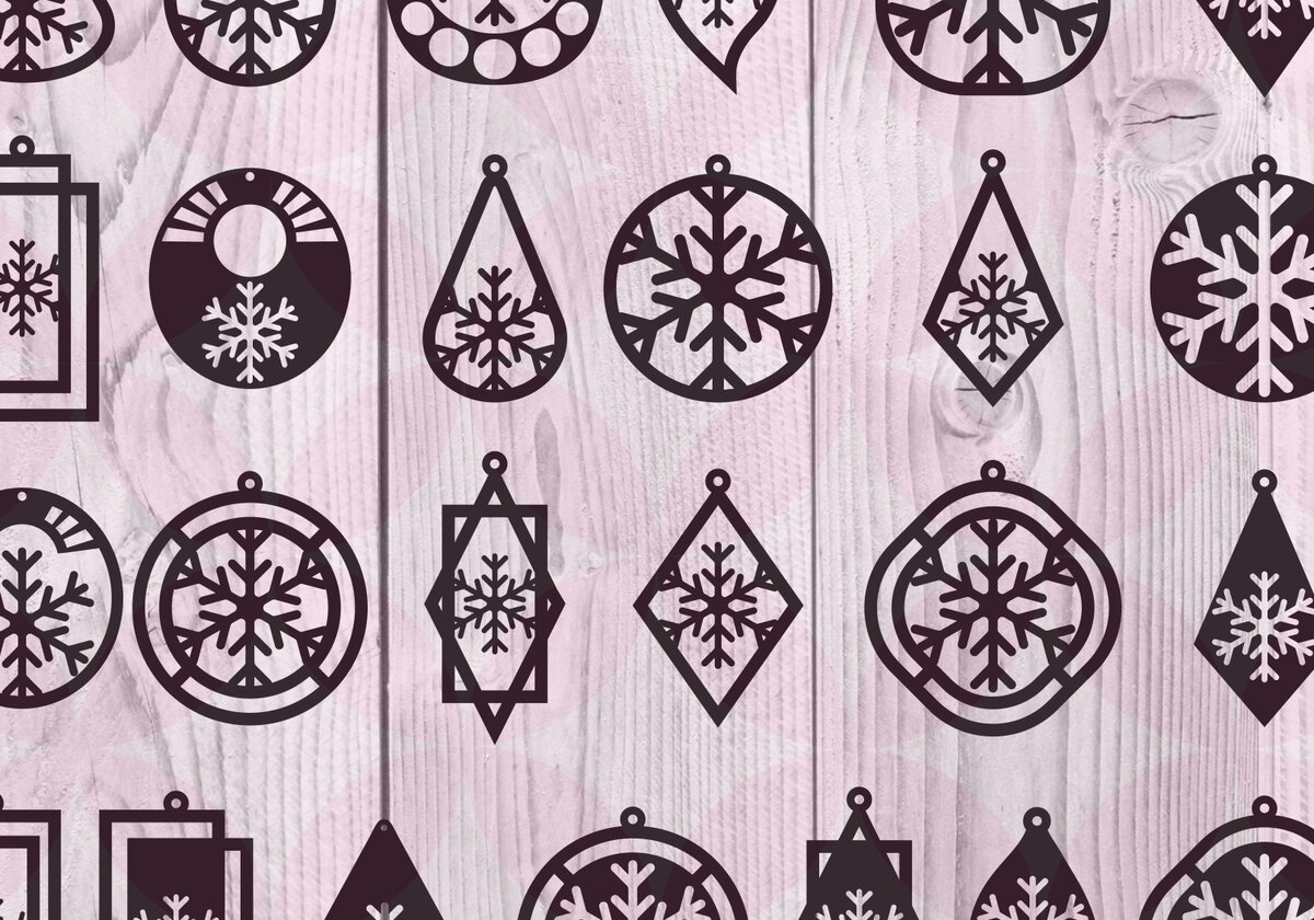 Σετ των 3 Intra απο ξύλο plywood 3mm-4mm πάχος - Σκουλαρίκια Χριστουγεννιάτικη Σειρά 1 Δίασταση 3x3 cm INTRAFABR-14082061