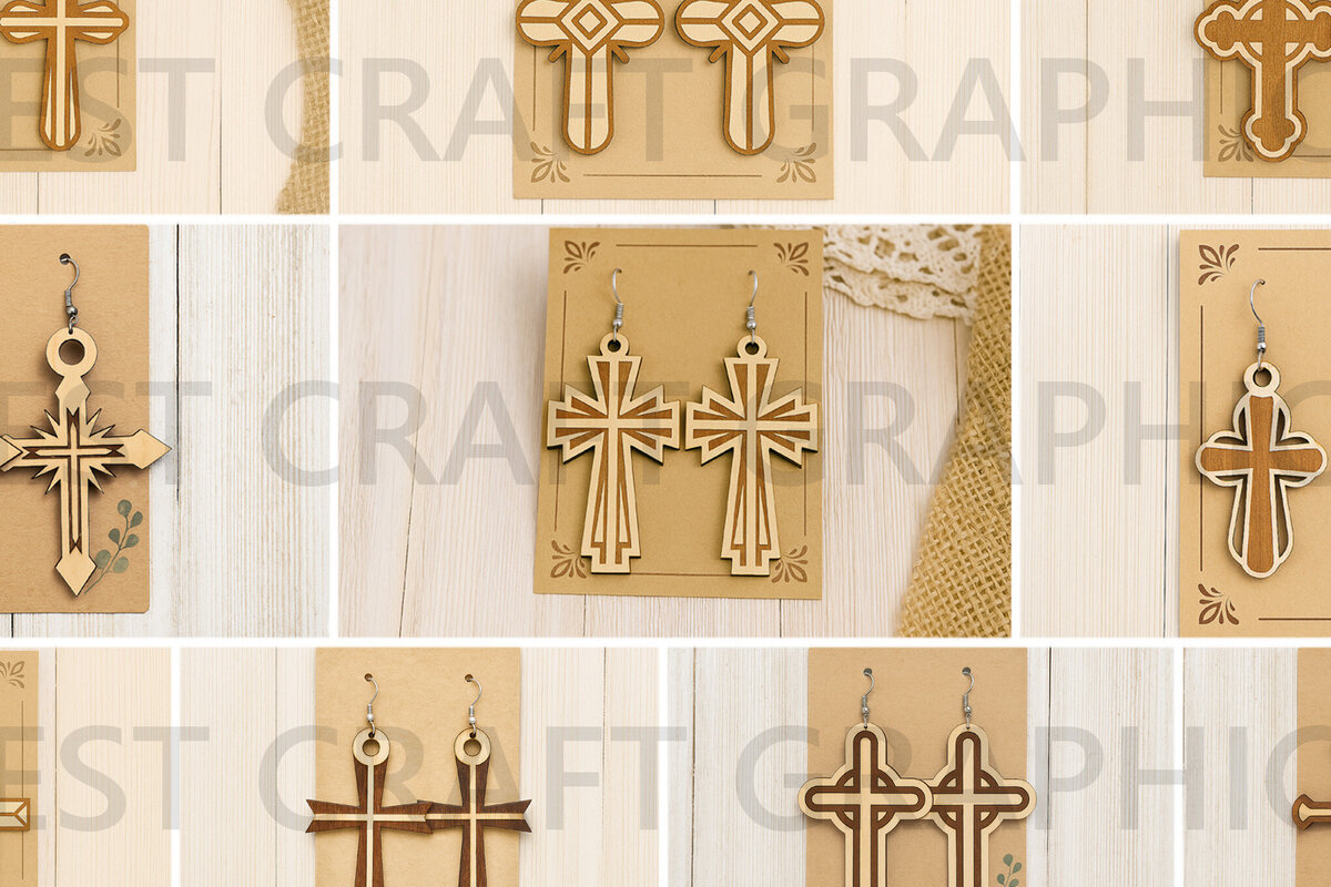 Σετ των 3 Intra απο ξύλο plywood 3mm-4mm πάχος - Σκουλαρίκια – Πακέτο Christian Faith  Δίασταση 3x3 cm INTRAFABR-124957671