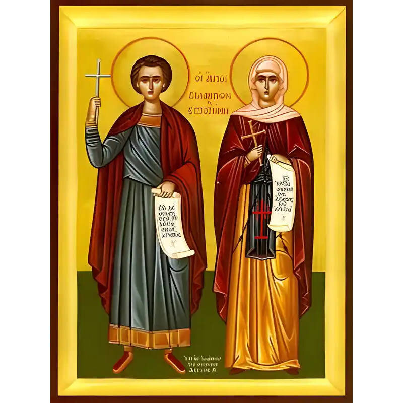 Εικόνα Ορθοδοξίας με περίγραμμα χρυσό σε ξύλο Φλαμουρίας  με  βάση Εικόνα ΑΓΙΟΙ ΓΑΛΑΚΤΙΩΝ ΚΑΙ ΕΠΙΣΤΗΜΗ, ΜΑΡΤΥΡΕΣ, ΟΛΟΣΩΜΟΙ Χειροποίητη Ελληνορθόδοξη εικόνα του Ιησού Χριστού, Κρεμαστή πλάκα βυζαντινής τέχνης, χριστιανική τέχνη Διάσταση 40x30 cm (10,2x7,9