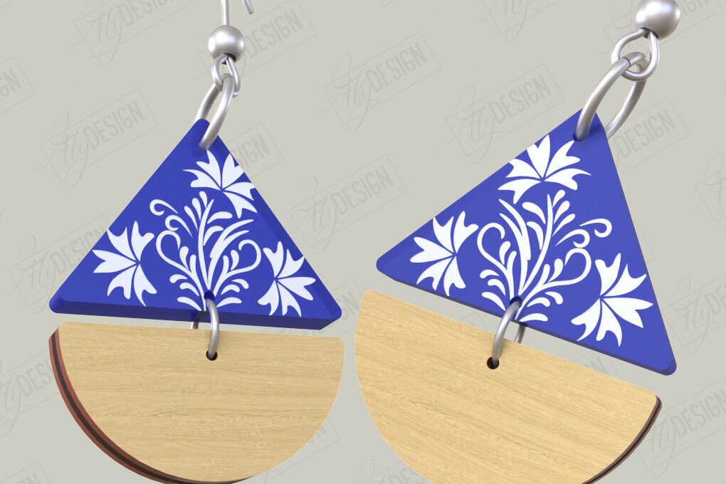 Σετ των 3 Intra απο ξύλο plywood 3mm-4mm πάχος - Σχεδιασμός Σκουλαρίκια | Laser Ακρυλικό & Ξύλο Γ Δίασταση 3x3 cm INTRAFABR-116899151