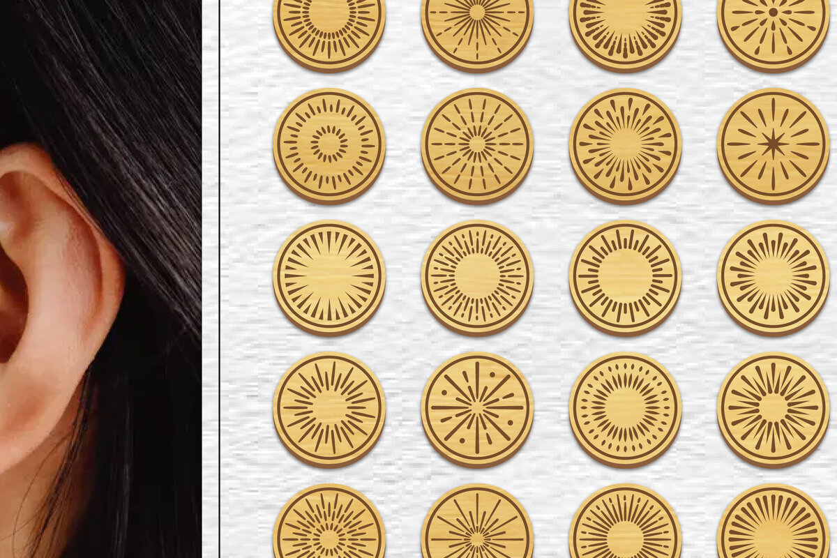 Σετ των 3 Intra απο ξύλο plywood 3mm-4mm πάχος - Σκουλαρίκια Firework Magnet Πακέτο Lasercut Δίασταση 3x3 cm INTRAFABR-101770178