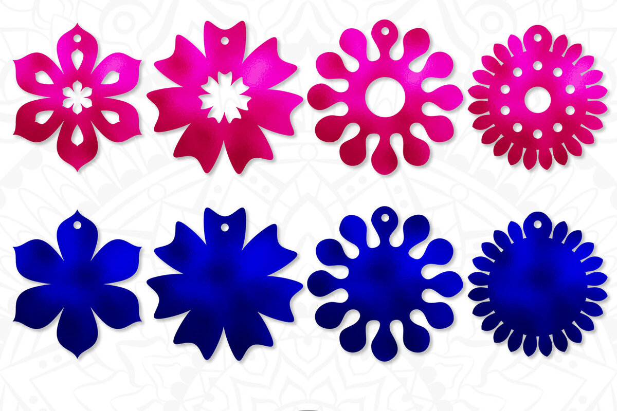 Σετ των 3 Intra απο ξύλο plywood 3mm-4mm πάχος - Σκουλαρίκια Σκουλαρίκια Floral Δίασταση 3x3 cm INTRAFABR-7170005