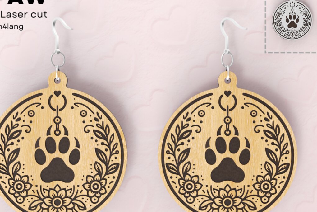 Σετ των 3 Intra απο ξύλο plywood 3mm-4mm πάχος - Σκουλαρίκια, Λουλούδι, Γάτα, Πόδι, Κόψιμο με λέιζερ Δίασταση 3x3 cm INTRAFABR-93654208