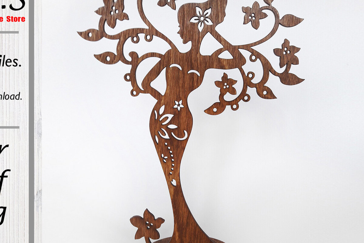 Σετ των 2 Intra απο ξύλο plywood 3mm-4mm πάχος - Θήκη για σκουλαρίκια.  κοπής με λέιζερ. Δίασταση 25x19 cm INTRAFABR-87316969