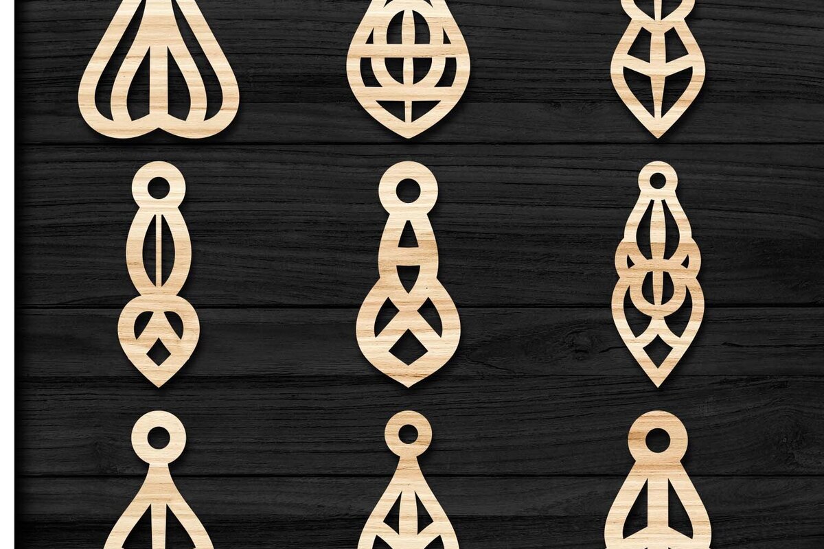 Σετ των 3 Intra απο ξύλο plywood 3mm-4mm πάχος - Σκουλαρίκια Jewelry Laser Cut  Bundle 61 Δίασταση 3x3 cm INTRAFABR-78559356