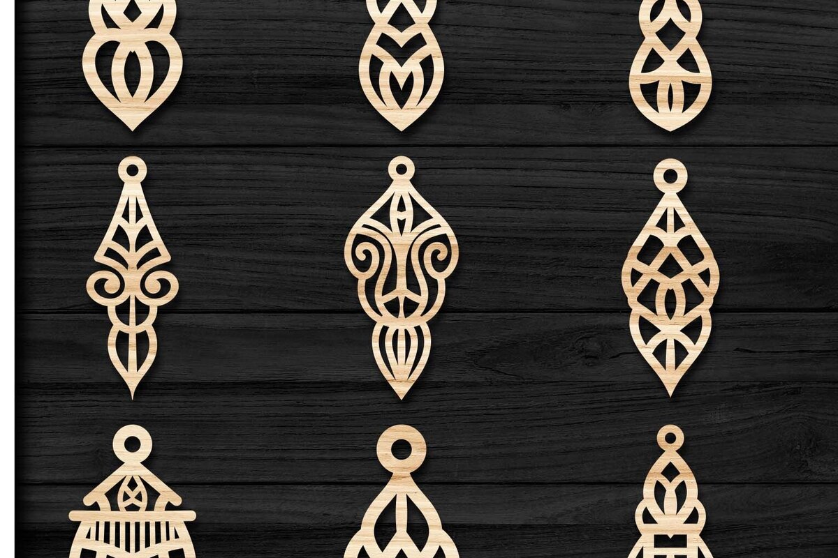 Σετ των 3 Intra απο ξύλο plywood 3mm-4mm πάχος - Σκουλαρίκια Jewelry Laser Cut  Bundle 64 Δίασταση 3x3 cm INTRAFABR-78559324