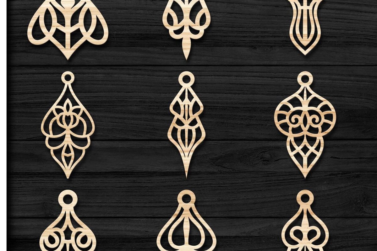 Σετ των 3 Intra απο ξύλο plywood 3mm-4mm πάχος - Σκουλαρίκια Jewelry Laser Cut  Bundle 67 Δίασταση 3x3 cm INTRAFABR-78559777