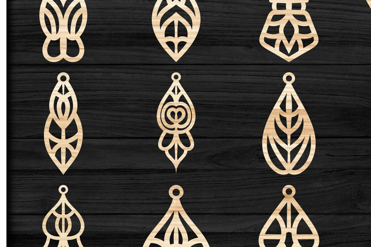 Σετ των 3 Intra απο ξύλο plywood 3mm-4mm πάχος - Σκουλαρίκια Jewelry Laser Cut  Bundle 68 Δίασταση 3x3 cm INTRAFABR-78560027