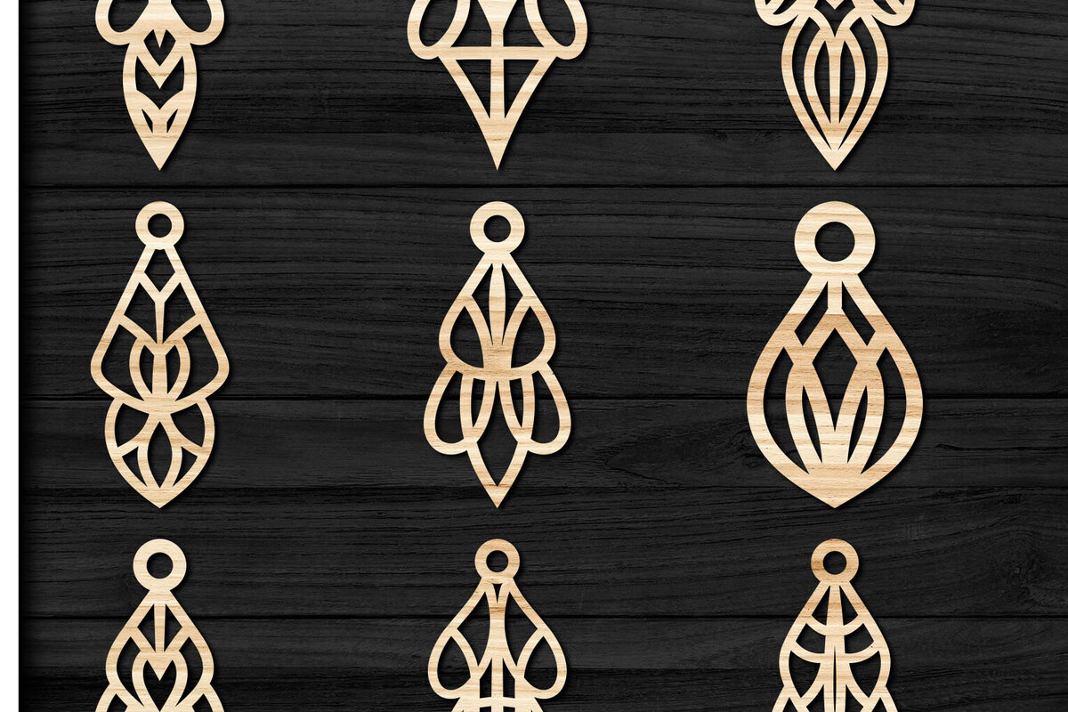 Σετ των 3 Intra απο ξύλο plywood 3mm-4mm πάχος - Σκουλαρίκια Jewelry Laser Cut  Bundle 70 Δίασταση 3x3 cm INTRAFABR-78560441