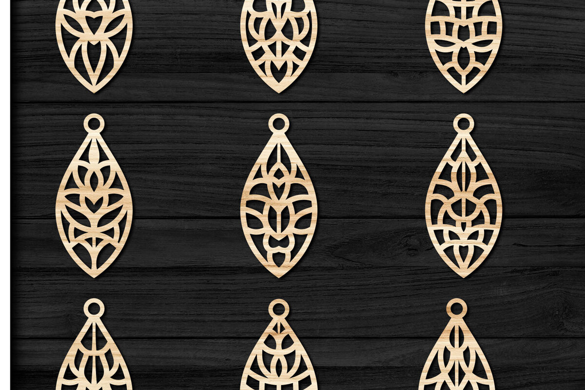 Σετ των 3 Intra απο ξύλο plywood 3mm-4mm πάχος - Σκουλαρίκια Jewelry Laser Cut  Bundle 71 Δίασταση 3x3 cm INTRAFABR-78560645