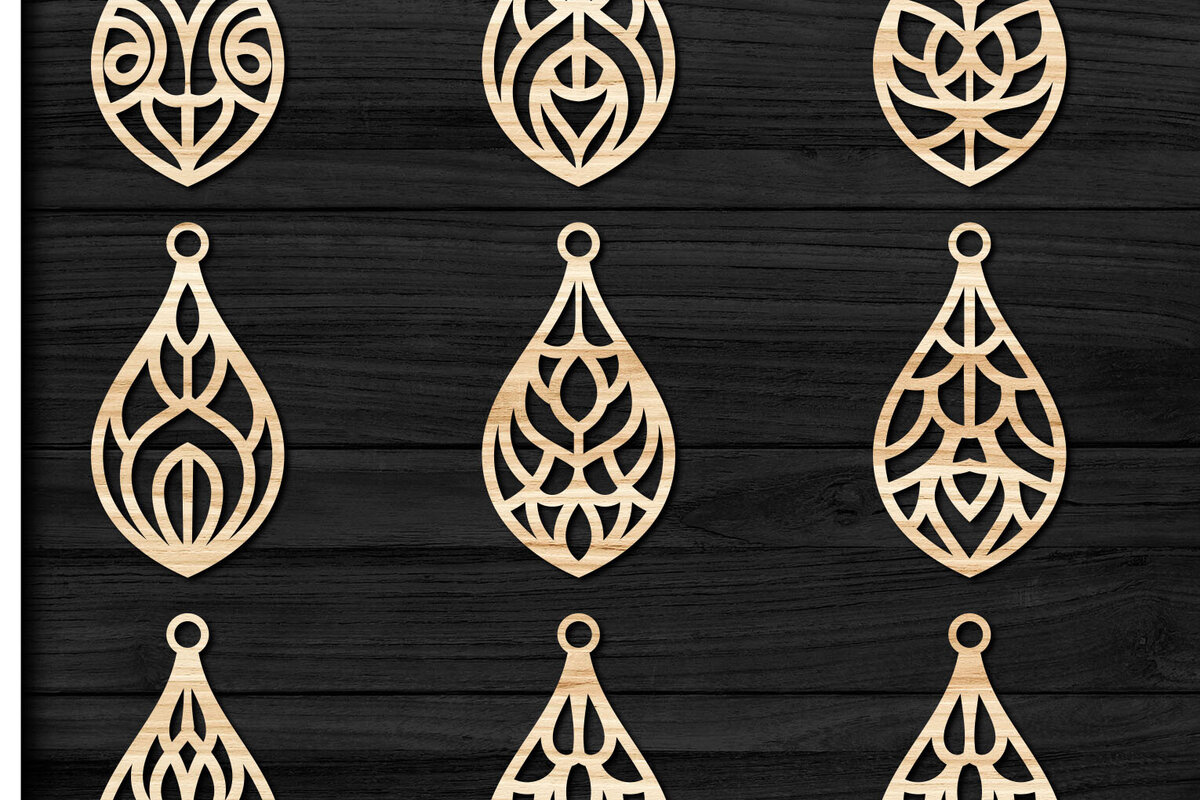 Σετ των 3 Intra απο ξύλο plywood 3mm-4mm πάχος - Σκουλαρίκια Jewelry Laser Cut  Bundle 74 Δίασταση 3x3 cm INTRAFABR-78561064