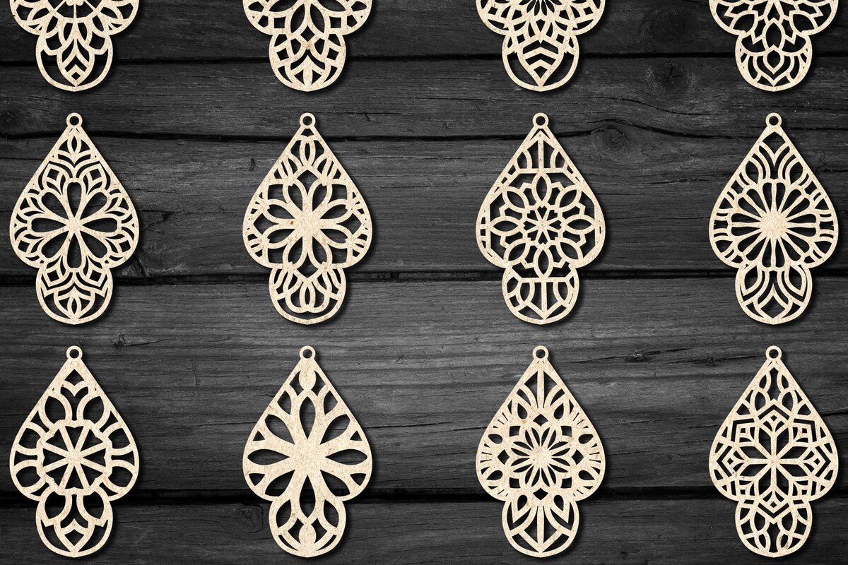 Σετ των 3 Intra απο ξύλο plywood 3mm-4mm πάχος - Σκουλαρίκια Κοσμήματα  Laser Cut Bundle Δίασταση 3x3 cm INTRAFABR-58787772