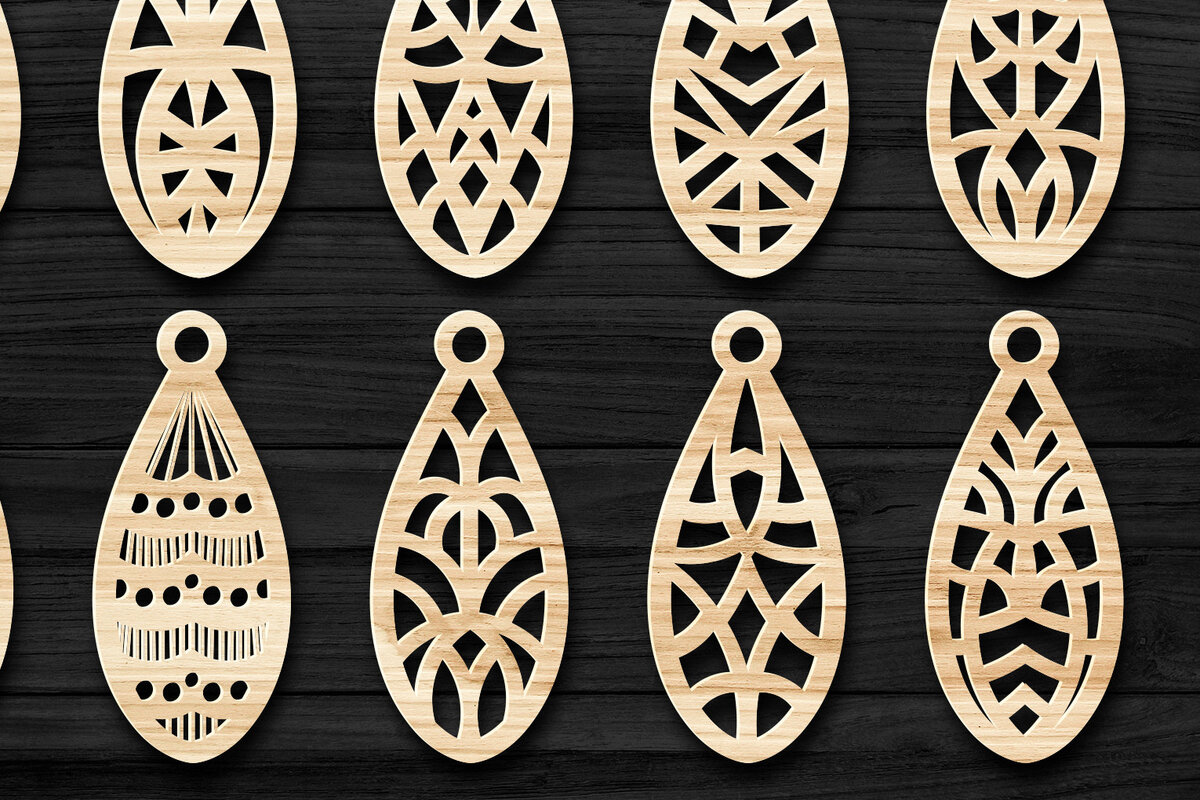 Σετ των 3 Intra απο ξύλο plywood 3mm-4mm πάχος - Σκουλαρίκια Κοσμήματα  Laser Cut Bundle Δίασταση 3x3 cm INTRAFABR-69329829