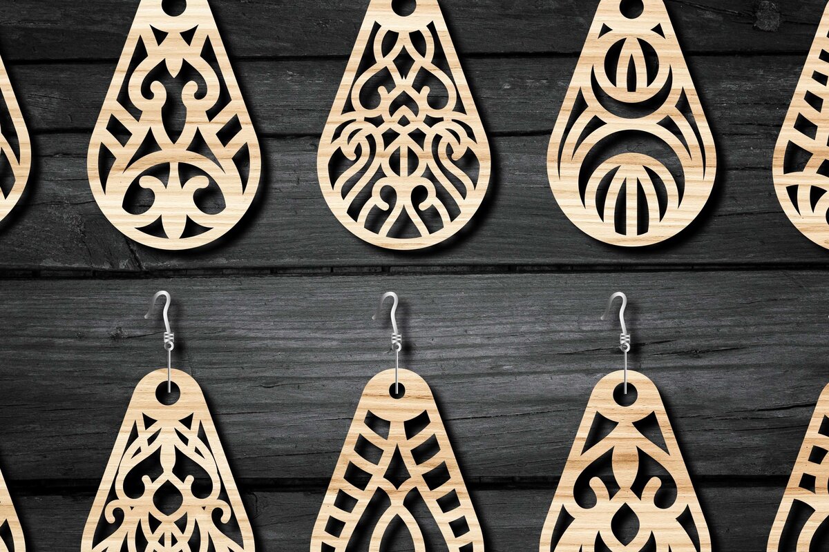 Σετ των 3 Intra απο ξύλο plywood 3mm-4mm πάχος - Σκουλαρίκια Κοσμήματα  Laser Cut Bundle Δίασταση 3x3 cm INTRAFABR-39563597