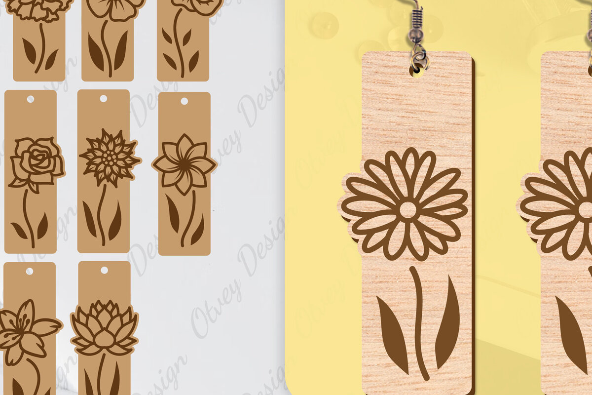 Σετ των 3 Intra απο ξύλο plywood 3mm-4mm πάχος - Σκουλαρίκια Μπρελόκ Laser Cut BNDLE Δίασταση 3x3 cm INTRAFABR-104539011